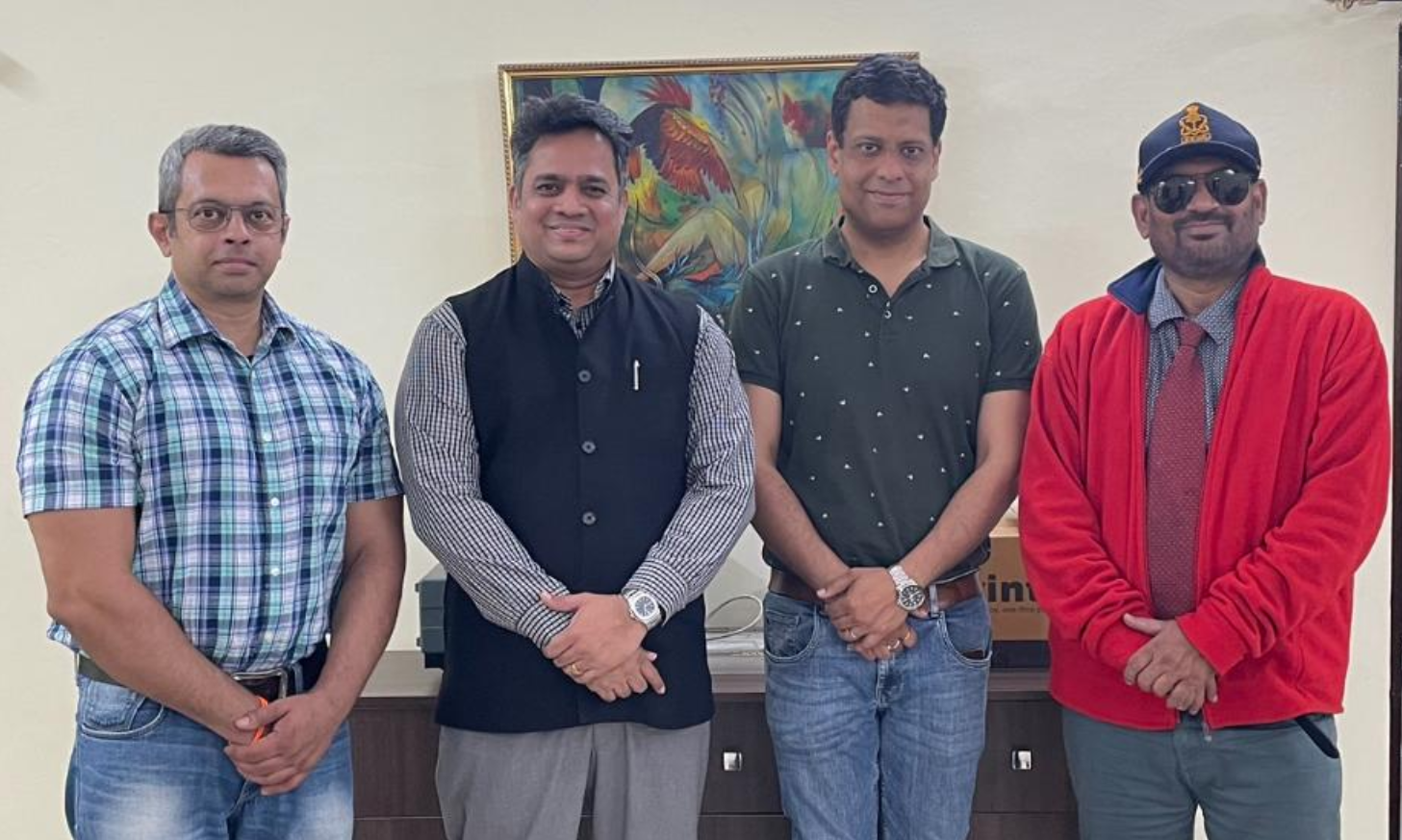 (From Left) Mr. Vikram Swamy, Business Associate, Media & Marketing, 3D Graphy LLP, Dr. Shibu John, Founder & CEO, 3D Graphy LLP, Dr. Kaushik Chatterjee, Professor & Chair, Department of Bioengineering, Indian Institute of Science, Cdr. Manjunath B, Business Associate, Defence & Armament, 3D Graphy LLP